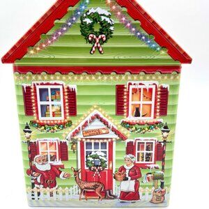 Harry London Christmas Santa's House 3D Tin Canister Empty